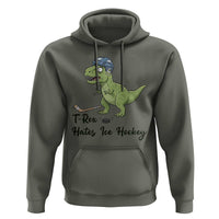 Dino Hates Ice Hockey Hoodie Funny Ice Sports Dinosaur Gift - Wonder Print Shop