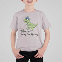 Dino Hates Ice Hockey T Shirt For Kid Funny Ice Sports Dinosaur Gift - Wonder Print Shop