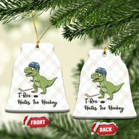 Dino Hates Ice Hockey Ceramic Ornament Funny Ice Sports Dinosaur Gift - Wonder Print Shop
