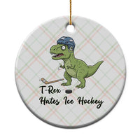 Dino Hates Ice Hockey Ceramic Ornament Funny Ice Sports Dinosaur Gift - Wonder Print Shop