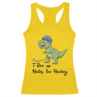 Dino Hates Ice Hockey Racerback Tank Top Funny Ice Sports Dinosaur Gift - Wonder Print Shop