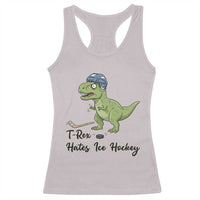 Dino Hates Ice Hockey Racerback Tank Top Funny Ice Sports Dinosaur Gift - Wonder Print Shop