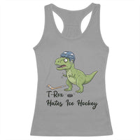 Dino Hates Ice Hockey Racerback Tank Top Funny Ice Sports Dinosaur Gift - Wonder Print Shop