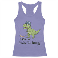 Dino Hates Ice Hockey Racerback Tank Top Funny Ice Sports Dinosaur Gift - Wonder Print Shop