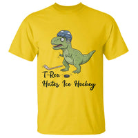 Dino Hates Ice Hockey T Shirt Funny Ice Sports Dinosaur Gift - Wonder Print Shop