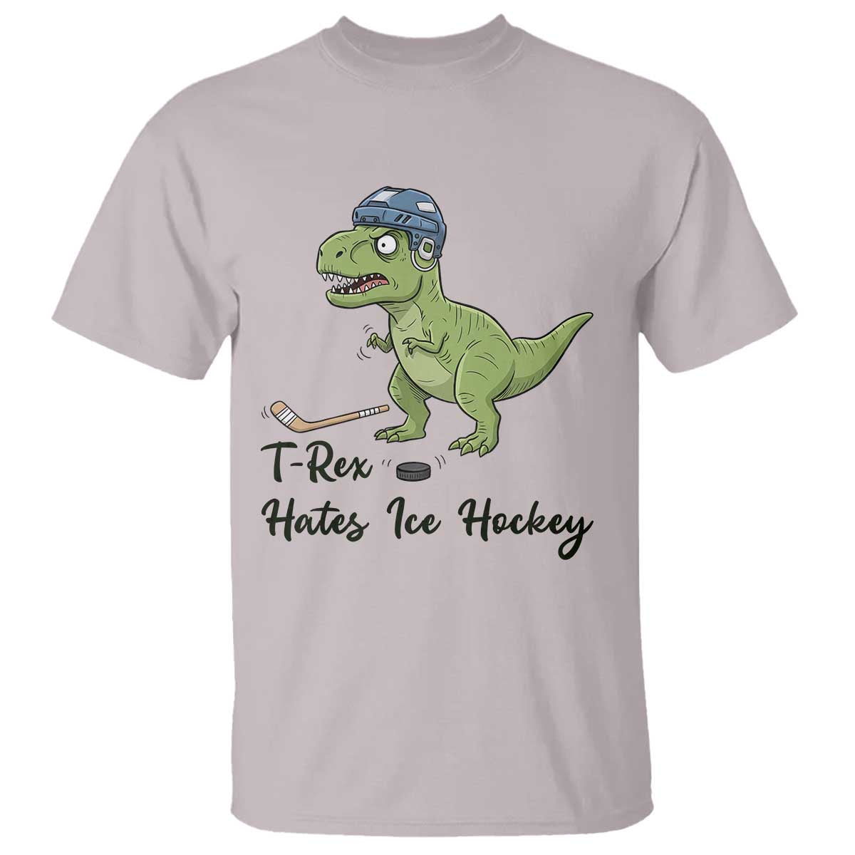 Dino Hates Ice Hockey T Shirt Funny Ice Sports Dinosaur Gift - Wonder Print Shop