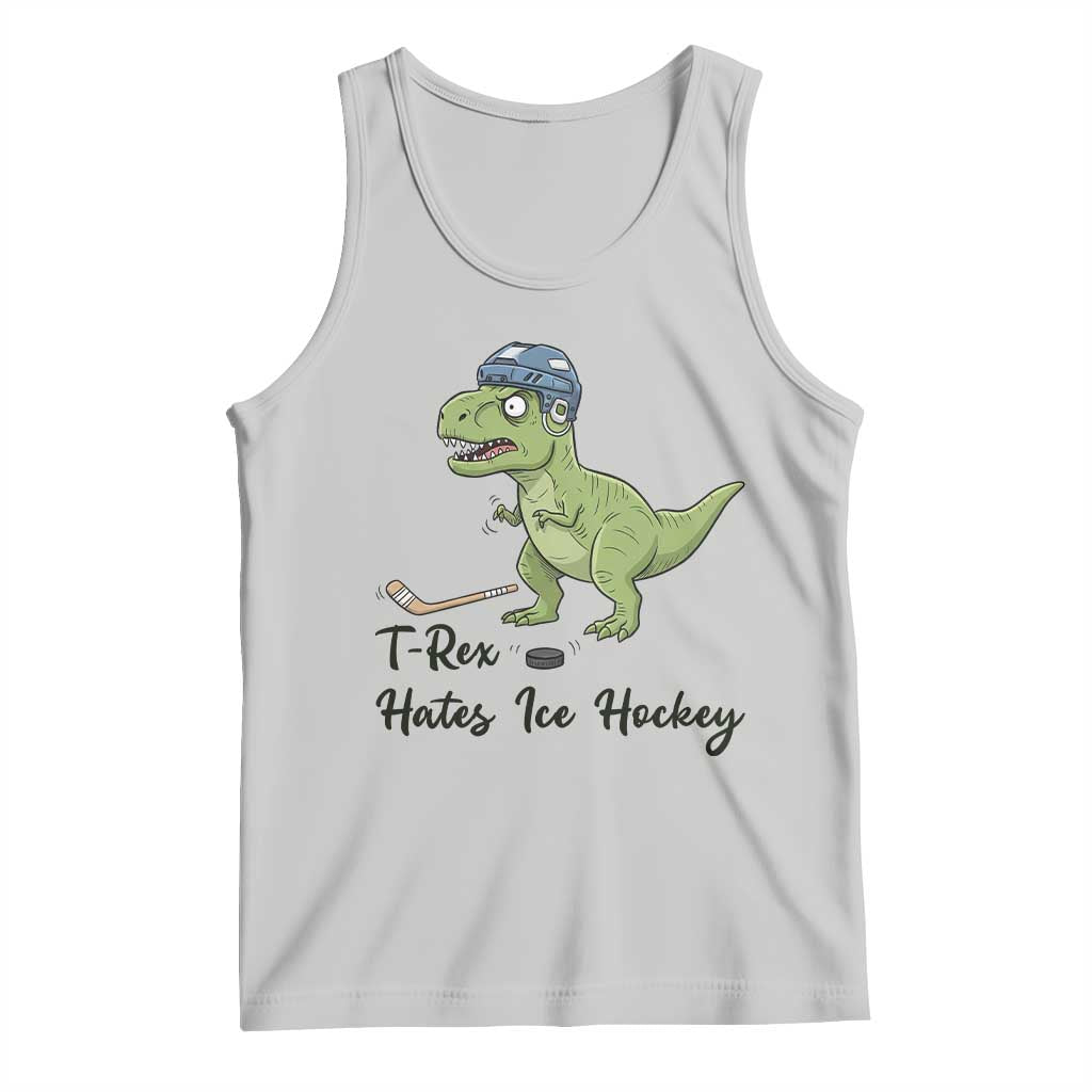 Dino Hates Ice Hockey Tank Top Funny Ice Sports Dinosaur Gift - Wonder Print Shop