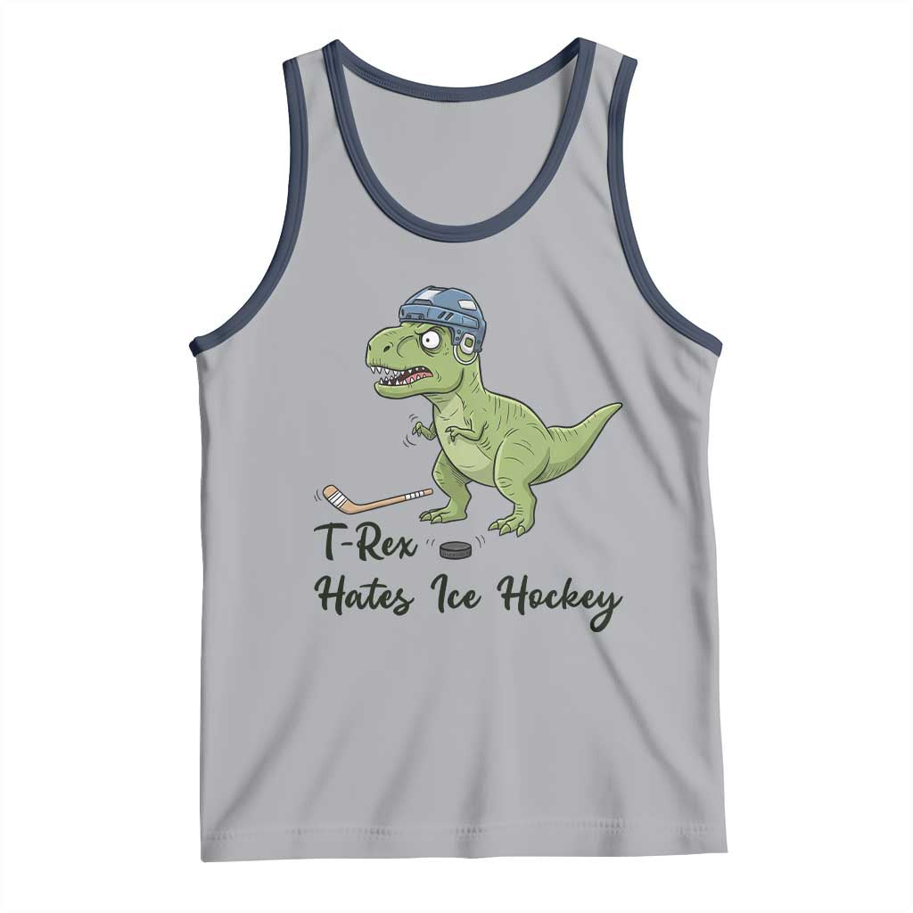 Dino Hates Ice Hockey Tank Top Funny Ice Sports Dinosaur Gift - Wonder Print Shop