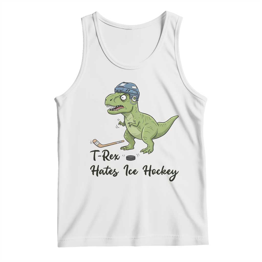 Dino Hates Ice Hockey Tank Top Funny Ice Sports Dinosaur Gift - Wonder Print Shop