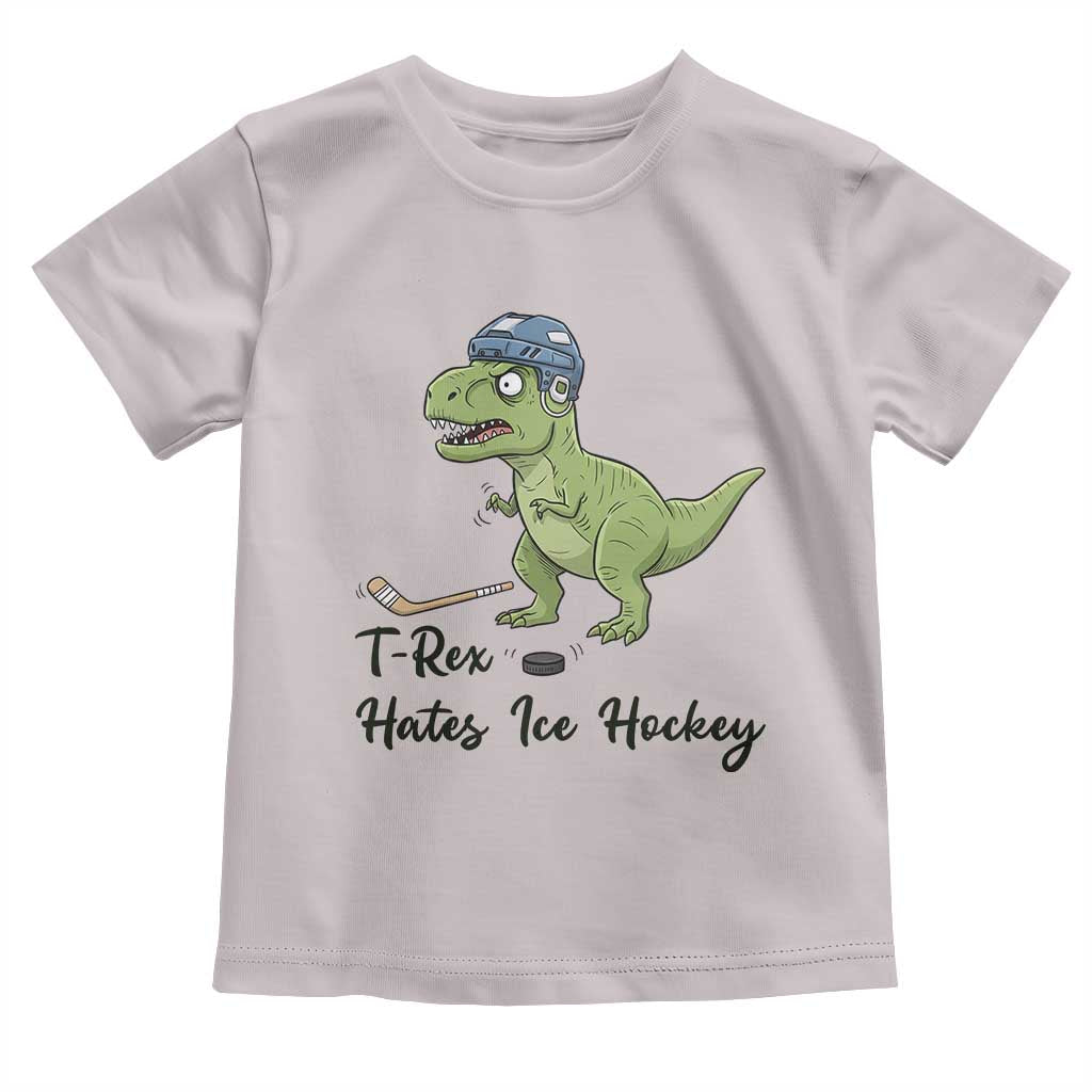 Dino Hates Ice Hockey Toddler T Shirt Funny Ice Sports Dinosaur Gift - Wonder Print Shop