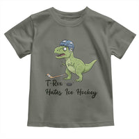 Dino Hates Ice Hockey Toddler T Shirt Funny Ice Sports Dinosaur Gift - Wonder Print Shop