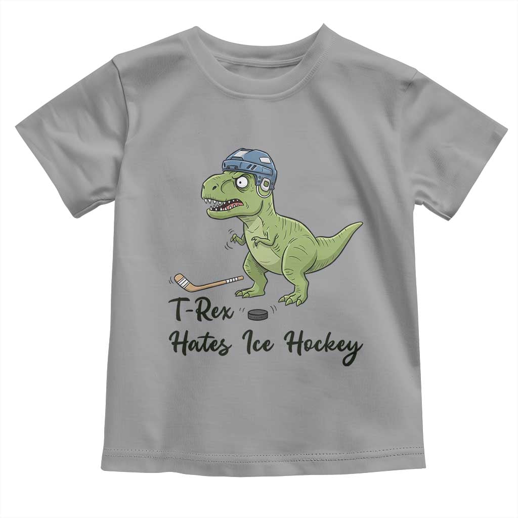 Dino Hates Ice Hockey Toddler T Shirt Funny Ice Sports Dinosaur Gift - Wonder Print Shop