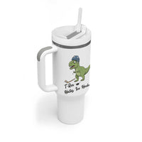 Dino Hates Ice Hockey Tumbler With Handle Funny Ice Sports Dinosaur Gift - Wonder Print Shop