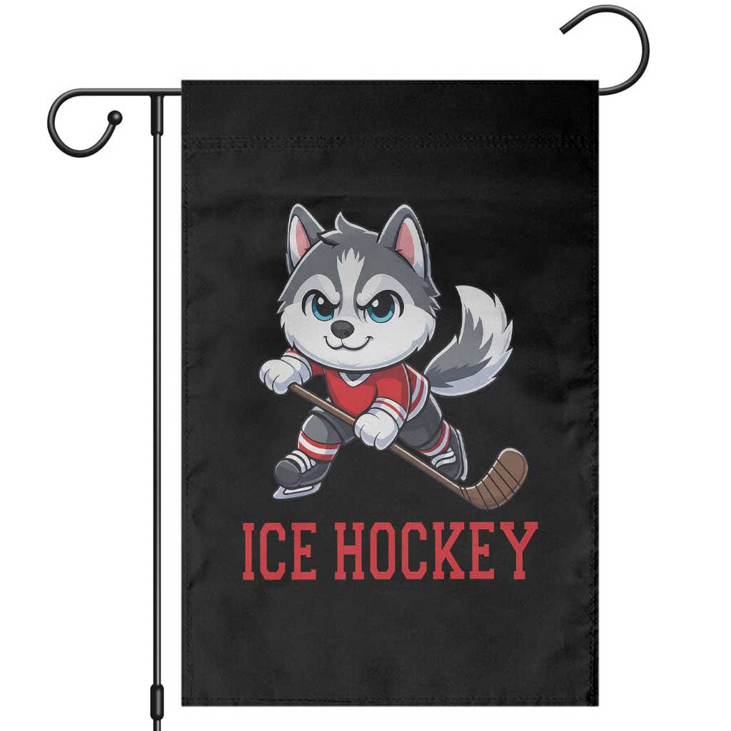 Funny Husky Playing Ice Hockey Garden Flag Gift For Dog Lovers - Wonder Print Shop