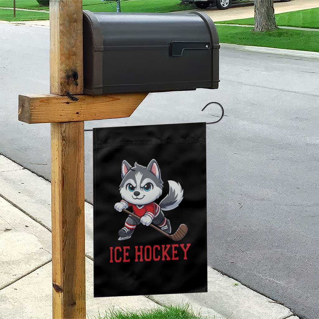 Funny Husky Playing Ice Hockey Garden Flag Gift For Dog Lovers - Wonder Print Shop