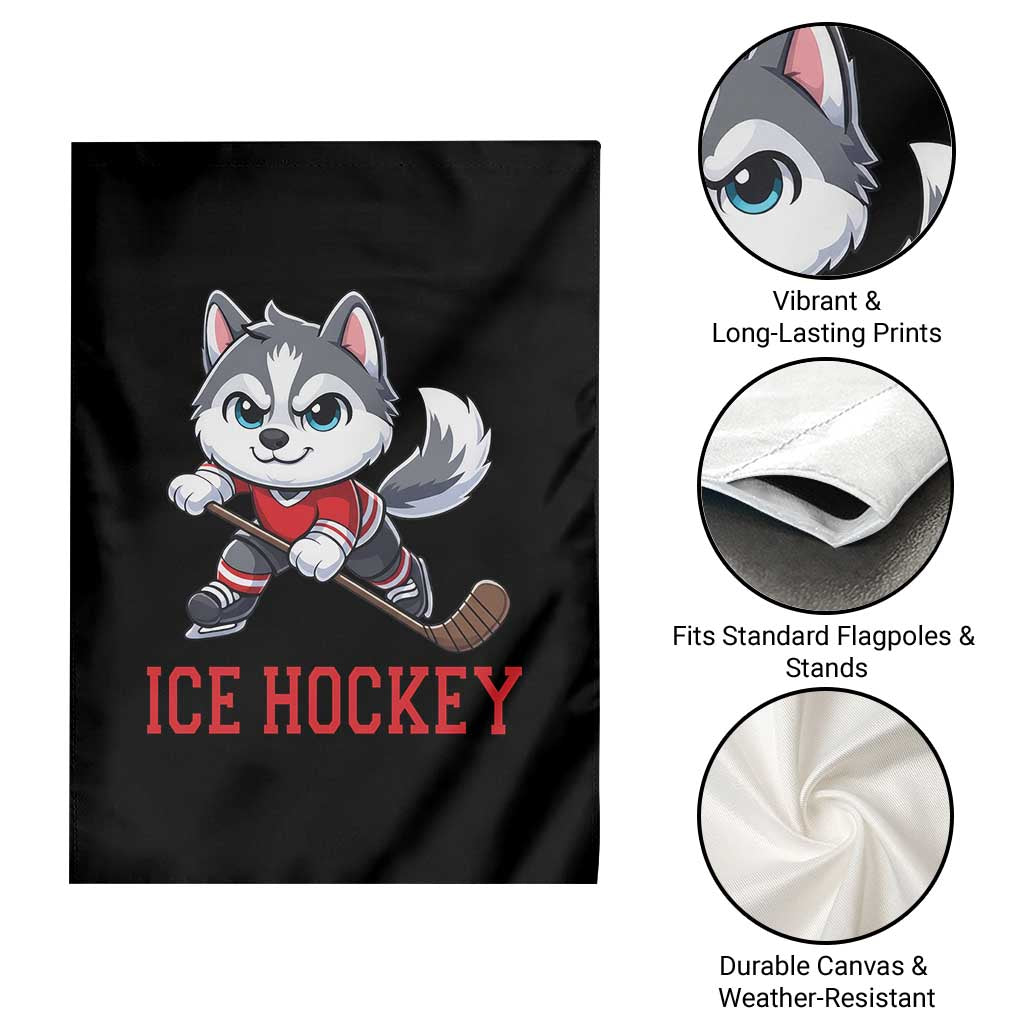 Funny Husky Playing Ice Hockey Garden Flag Gift For Dog Lovers - Wonder Print Shop