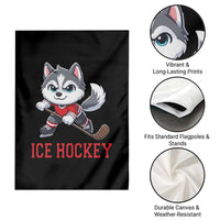 Funny Husky Playing Ice Hockey Garden Flag Gift For Dog Lovers - Wonder Print Shop