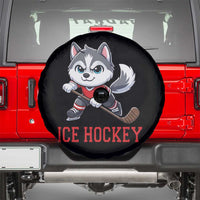 Funny Husky Playing Ice Hockey Spare Tire Cover Gift For Dog Lovers - Wonder Print Shop