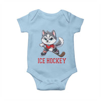 Funny Husky Playing Ice Hockey Baby Onesie Gift For Dog Lovers - Wonder Print Shop
