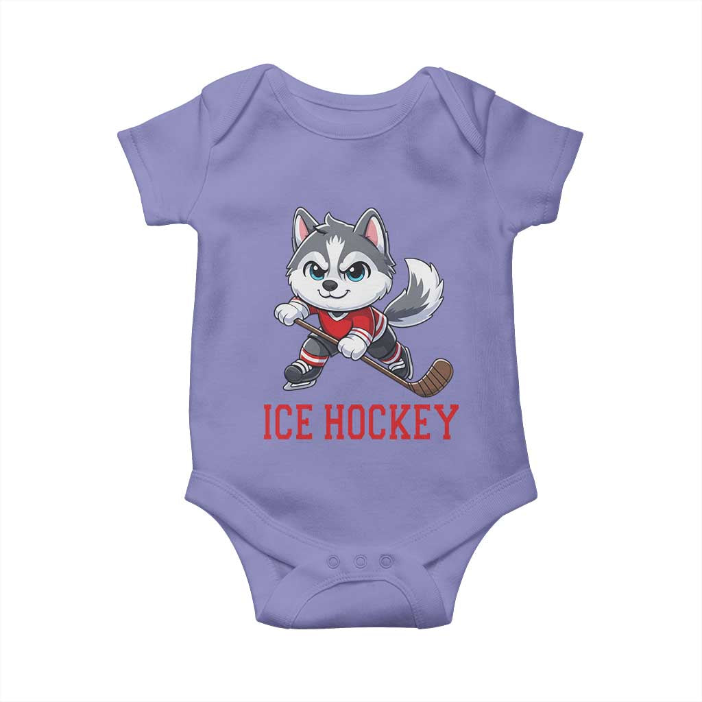 Funny Husky Playing Ice Hockey Baby Onesie Gift For Dog Lovers - Wonder Print Shop
