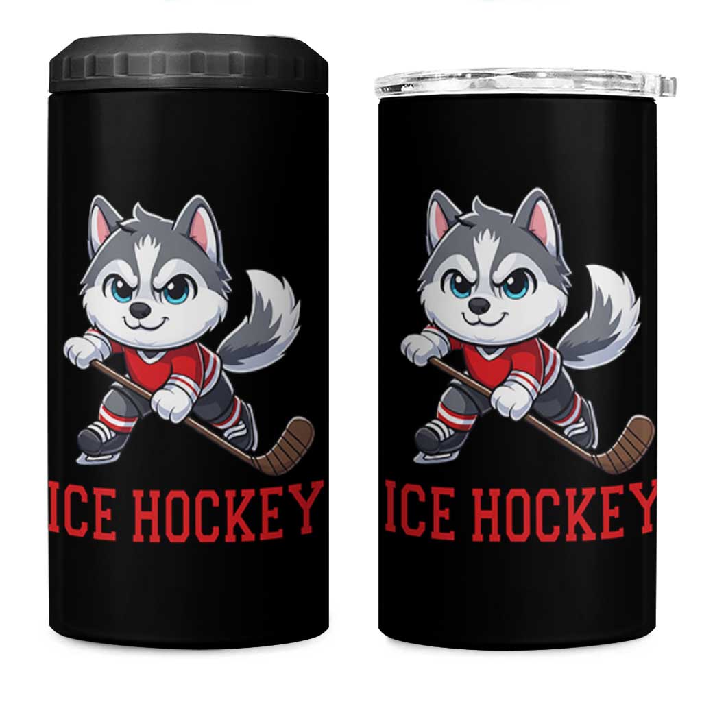 Funny Husky Playing Ice Hockey 4 in 1 Can Cooler Tumbler Gift For Dog Lovers - Wonder Print Shop