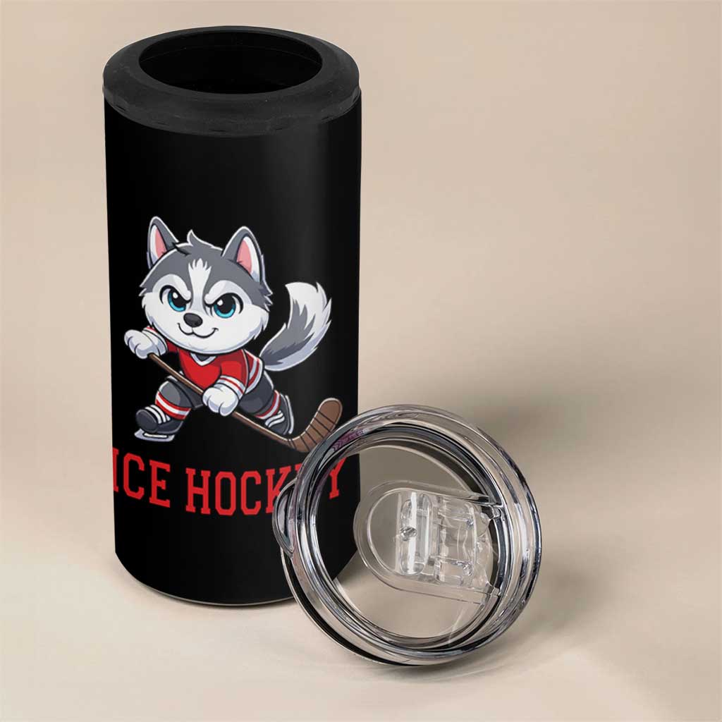 Funny Husky Playing Ice Hockey 4 in 1 Can Cooler Tumbler Gift For Dog Lovers - Wonder Print Shop