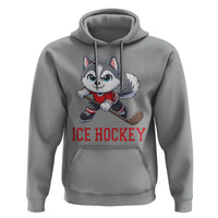Funny Husky Playing Ice Hockey Hoodie Gift For Dog Lovers - Wonder Print Shop