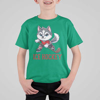 Funny Husky Playing Ice Hockey T Shirt For Kid Gift For Dog Lovers - Wonder Print Shop