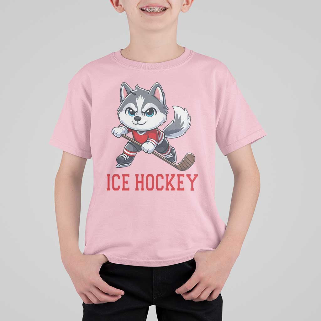 Funny Husky Playing Ice Hockey T Shirt For Kid Gift For Dog Lovers - Wonder Print Shop