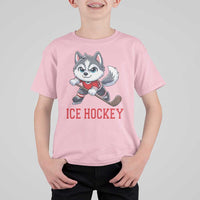 Funny Husky Playing Ice Hockey T Shirt For Kid Gift For Dog Lovers - Wonder Print Shop