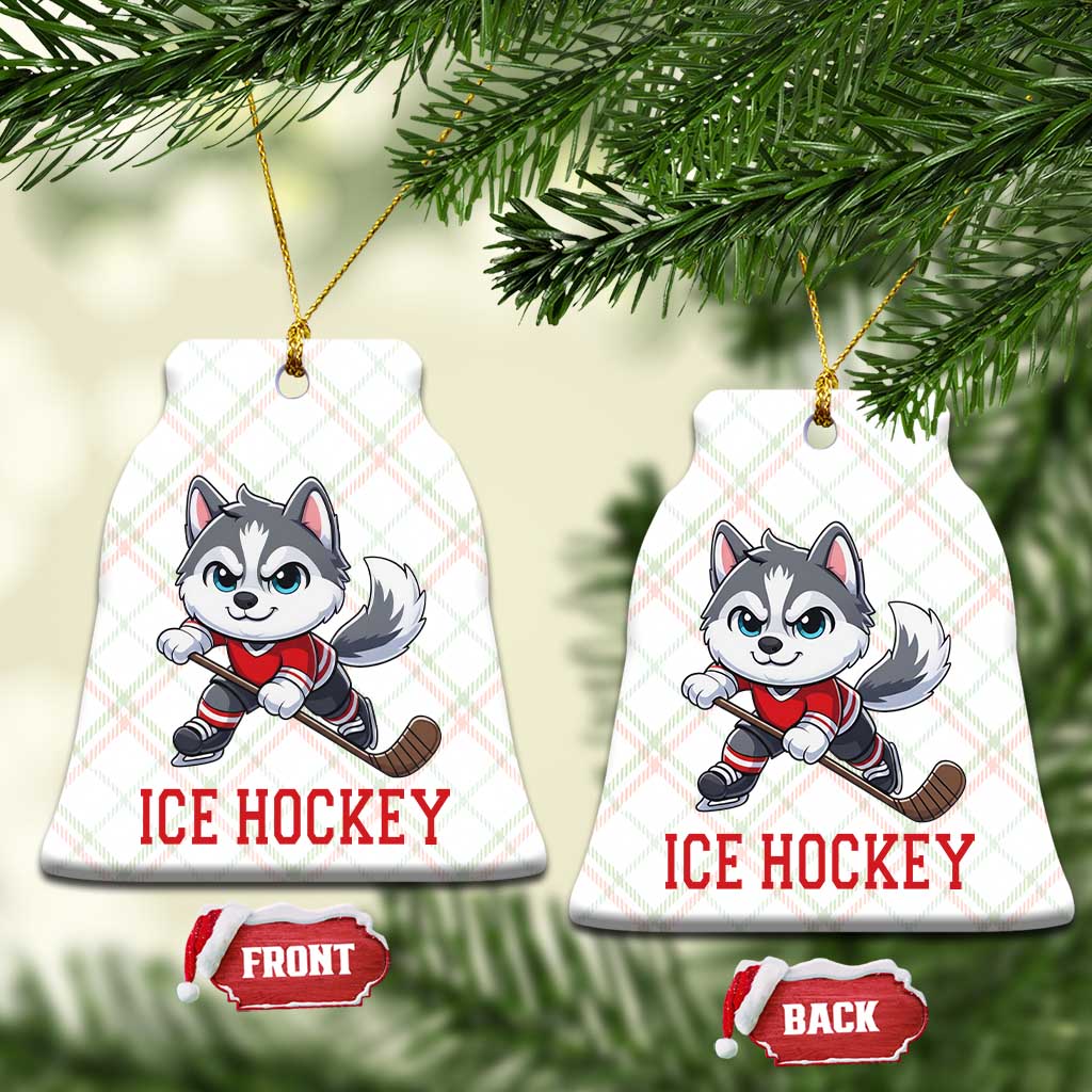 Funny Husky Playing Ice Hockey Ceramic Ornament Gift For Dog Lovers - Wonder Print Shop