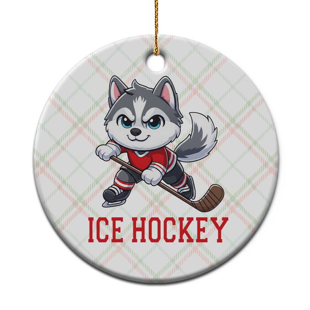 Funny Husky Playing Ice Hockey Ceramic Ornament Gift For Dog Lovers - Wonder Print Shop