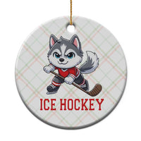 Funny Husky Playing Ice Hockey Ceramic Ornament Gift For Dog Lovers - Wonder Print Shop
