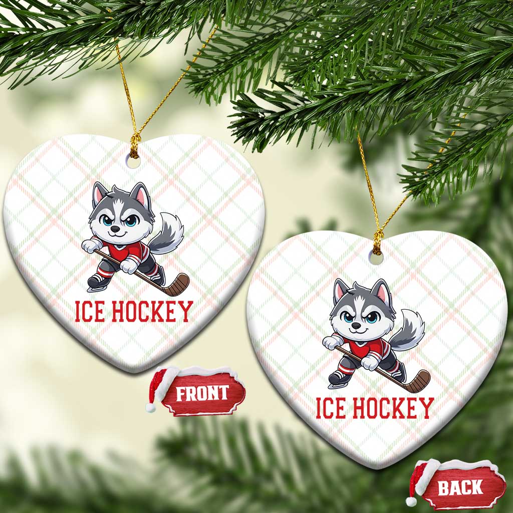 Funny Husky Playing Ice Hockey Ceramic Ornament Gift For Dog Lovers - Wonder Print Shop