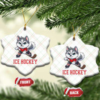 Funny Husky Playing Ice Hockey Ceramic Ornament Gift For Dog Lovers - Wonder Print Shop