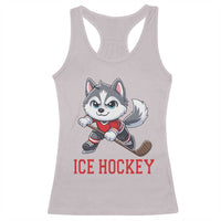 Funny Husky Playing Ice Hockey Racerback Tank Top Gift For Dog Lovers - Wonder Print Shop