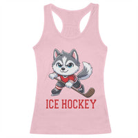 Funny Husky Playing Ice Hockey Racerback Tank Top Gift For Dog Lovers - Wonder Print Shop