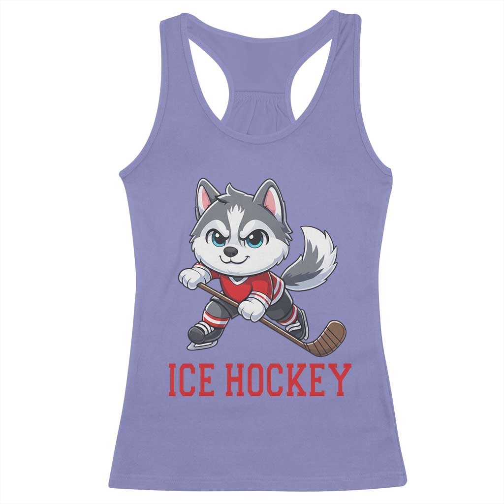 Funny Husky Playing Ice Hockey Racerback Tank Top Gift For Dog Lovers - Wonder Print Shop