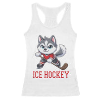 Funny Husky Playing Ice Hockey Racerback Tank Top Gift For Dog Lovers - Wonder Print Shop