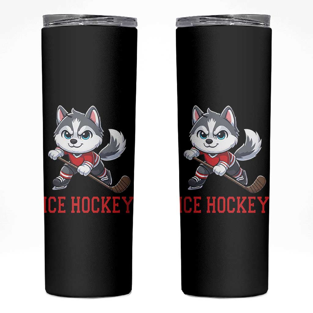 Funny Husky Playing Ice Hockey Skinny Tumbler Gift For Dog Lovers - Wonder Print Shop