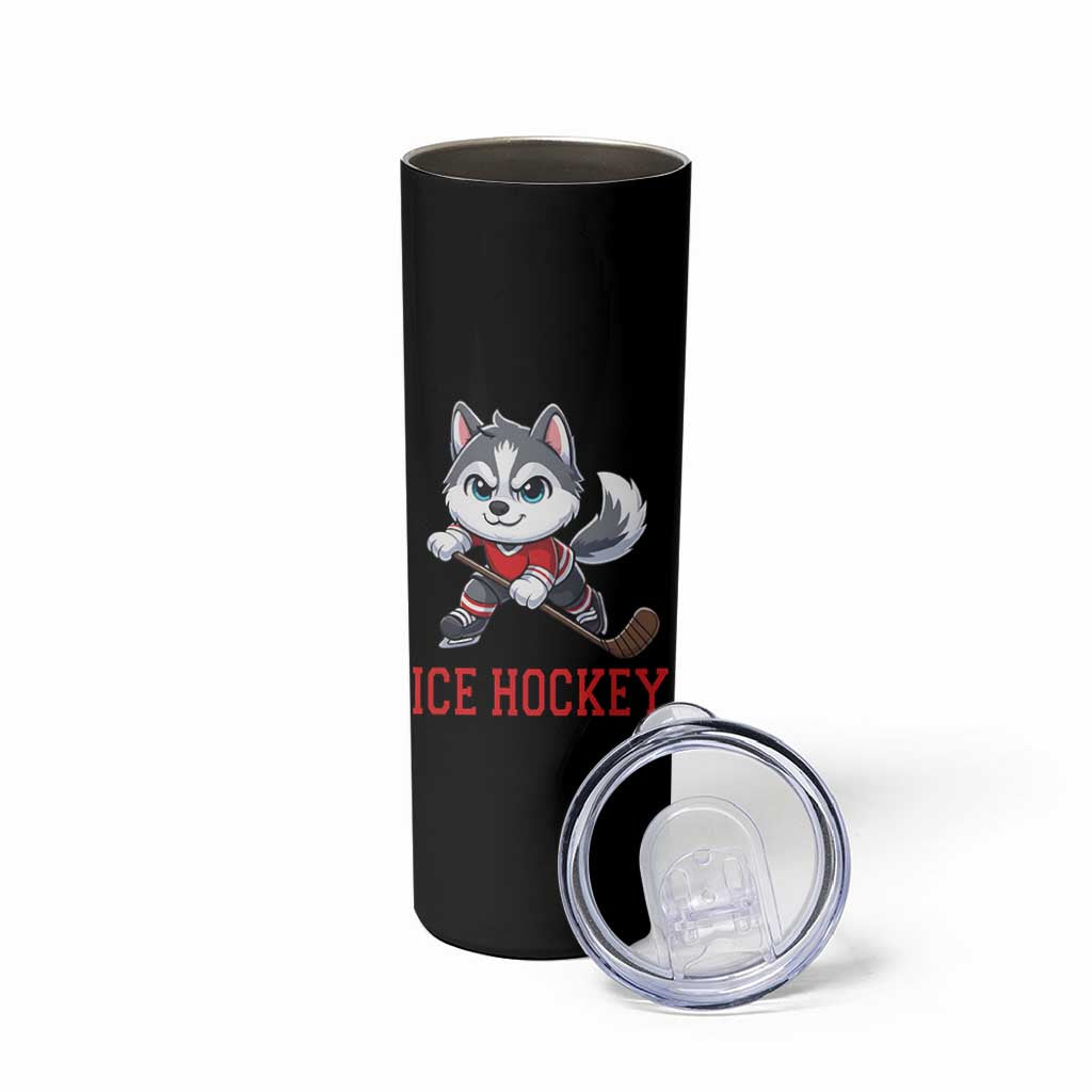 Funny Husky Playing Ice Hockey Skinny Tumbler Gift For Dog Lovers - Wonder Print Shop