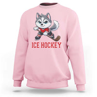 Funny Husky Playing Ice Hockey Sweatshirt Gift For Dog Lovers - Wonder Print Shop