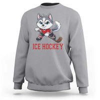 Funny Husky Playing Ice Hockey Sweatshirt Gift For Dog Lovers - Wonder Print Shop