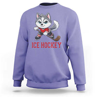 Funny Husky Playing Ice Hockey Sweatshirt Gift For Dog Lovers - Wonder Print Shop