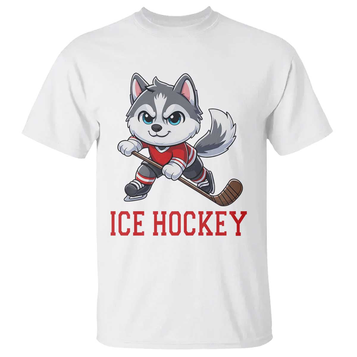 Funny Husky Playing Ice Hockey T Shirt Gift For Dog Lovers - Wonder Print Shop