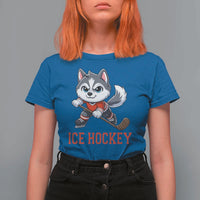 Funny Husky Playing Ice Hockey T Shirt For Women Gift For Dog Lovers - Wonder Print Shop