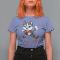 Funny Husky Playing Ice Hockey T Shirt For Women Gift For Dog Lovers - Wonder Print Shop
