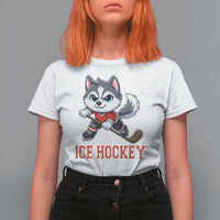 Funny Husky Playing Ice Hockey T Shirt For Women Gift For Dog Lovers - Wonder Print Shop