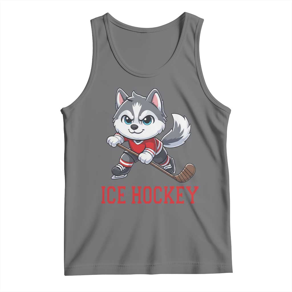 Funny Husky Playing Ice Hockey Tank Top Gift For Dog Lovers - Wonder Print Shop
