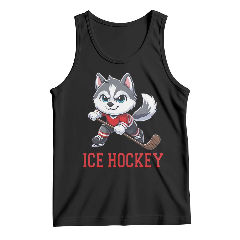 Funny Husky Playing Ice Hockey Tank Top Gift For Dog Lovers - Wonder Print Shop